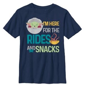 Boys Star Wars: The Mandalorian Grogu Rides and Snacks T Shirt